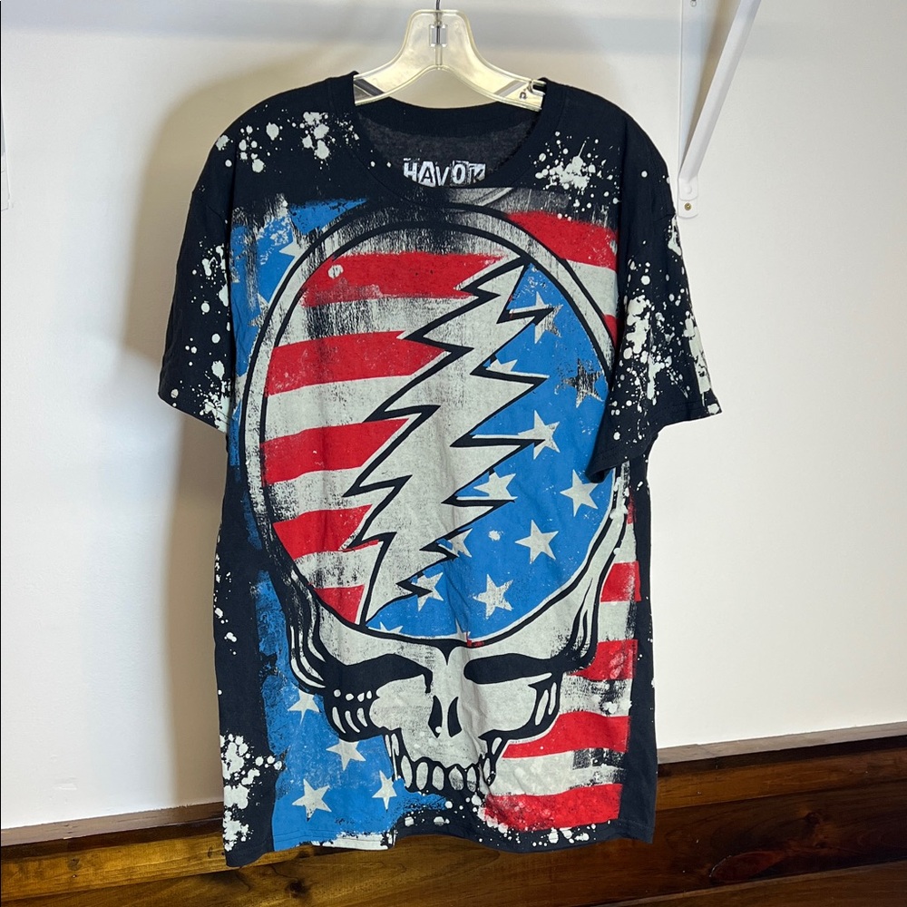 Havok by Liquid Blue Grateful Dead‎ Steal Your Face American Flag Graphic Tee- L